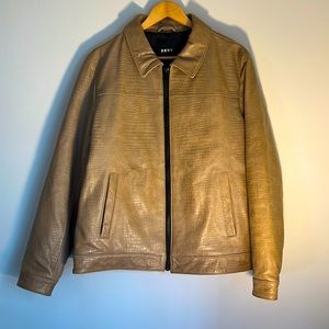 Dkny Pebbled, Tan Leather Jacket Medium (M)